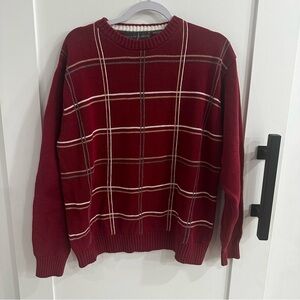 Oscar de la Renta Vintage Burgundy Plaid Men's Sweater XL